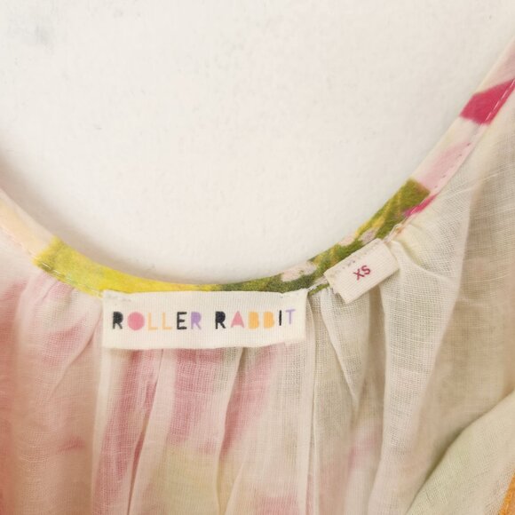 Roller Rabbit Imza Maxi Dress Dakota Floral Tiered Ruffle Skirt Silk Cotton S - Picture 8 of 10